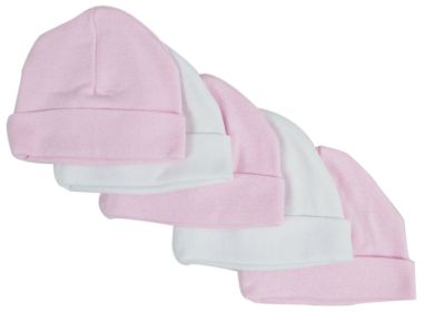 Pink & White Baby Caps (Pack of 5)