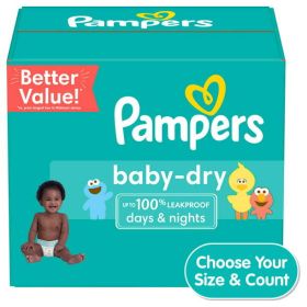 Pampers Baby-Dry Extra Protection Diapers Enormous Packs Size 2, 186 Count