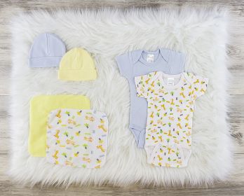 6 Pc Layette Baby Clothes Set (Color: Blue/Yellow, size: large)