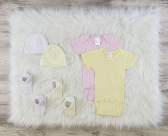 6 Pc Layette Baby Clothes Set (Color: Pink/Yellow/White, size: large)