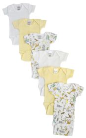 Baby Boy, Baby Girl, Unisex Short Sleeve Onezies Variety (Pack of 6) (Color: White, size: Preemie)