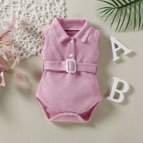 Baby One Piece Belt Romper (Option: Pink2-70cm)