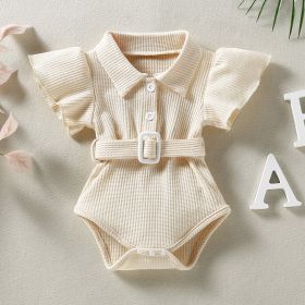 Baby One Piece Belt Romper (Option: Apricot-60cm)