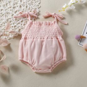 Baby One Piece Belt Romper (Option: Pink3-70cm)