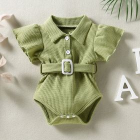 Baby One Piece Belt Romper (Option: Green-70cm)