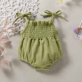 Baby One Piece Belt Romper (Option: Green3-70cm)