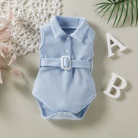 Baby One Piece Belt Romper (Option: Light Blue2-70cm)