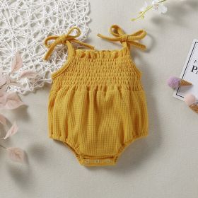 Baby One Piece Belt Romper (Option: Yellow3-80cm)