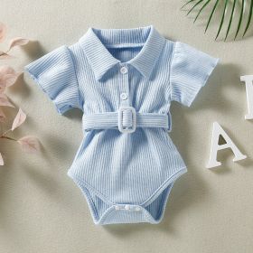 Baby One Piece Belt Romper (Option: Light Blue-70cm)