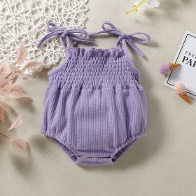 Baby One Piece Belt Romper (Option: Purple3-70cm)