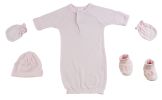 Preemie Gown, Cap, Mittens and Booties - 4 pc Set