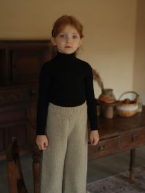 Girls' Half Turtleneck Bottoms Sweater (Option: Black-80cm)