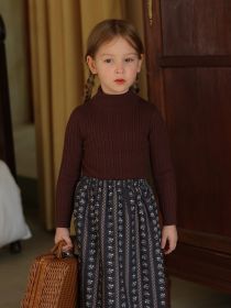 Girls' Half Turtleneck Bottoms Sweater (Option: Coffee-100cm)