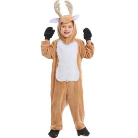 Halloween Animal Play Elk Christmas Reindeer Children Show Performance Gown (Option: Khaki-XS)