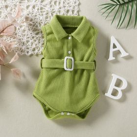 Baby One Piece Belt Romper (Option: Green2-70cm)