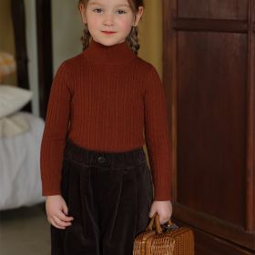 Girls' Half Turtleneck Bottoms Sweater (Option: Maple leaf red-80cm)