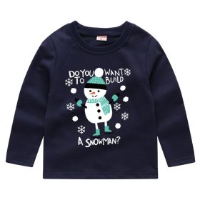 Children's Fashion Sweater Bottoming Shirt (Option: Navy Blue 2-90cm)