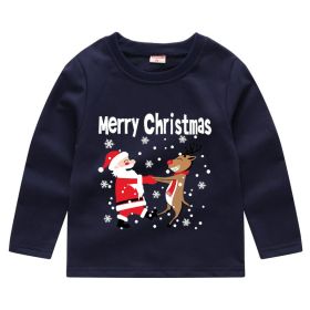 Children's Fashion Sweater Bottoming Shirt (Option: Navy Blue 3-90cm)