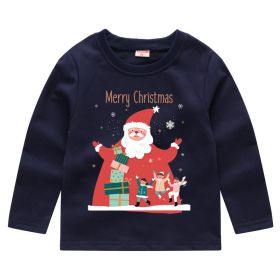 Children's Fashion Sweater Bottoming Shirt (Option: Navy Blue 1-90cm)