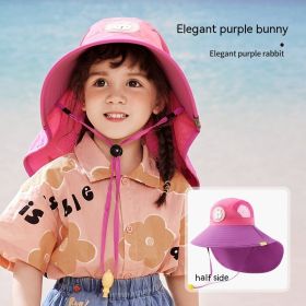 Big Brim Children's Sun Hat Summer Children Sun Hat (Option: Elegant Purple Bunny-Hat Circumference 58cm)