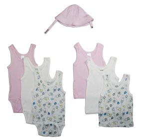 Girls Summer 7 Piece Layette Set (Color: White/Pink, size: large)