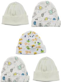 Beanie Baby Caps (Pack of 5) (Color: White/Print, size: One Size)