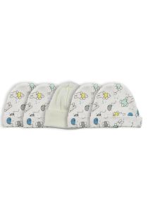 Baby Cap (Pack of 5) (Color: White/Print, size: One Size)