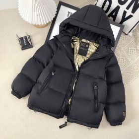 Winter New Children's Clothing, Down Jacket Thickened Black Gold Coat (Option: Black-120cm)