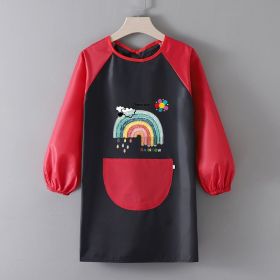 Baby Painting Overclothes Breathable Bib Apron (Option: A Black Body With Red Sleeves-XXL)