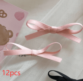 Bow Barrettes All-match Bang Clip (Option: Pink Bow Hair Clip 12pcs)