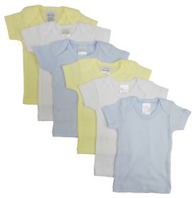 Boys Pastel Variety Short Sleeve Lap T-shirts 6 Pack (Color: Blue/Yellow/White, size: medium)