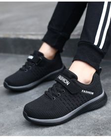 Fashion Children Sneakers Big Kids Size Casual Shoes Summer Breathable Soft Light Running Boy Girl Outdoor Non-slip Sport Tennis (Color: Black Gray, size: 33)