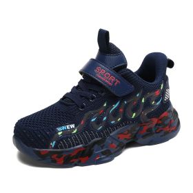 Outdoor Kids Casual Shoes Sale Breathable Mesh Soft Boys Fashion Unisex Running Chaussure Enfant Spring Summer Autumn Winter (Color: dark blue, size: 28)