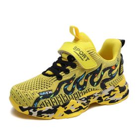 Outdoor Kids Casual Shoes Sale Breathable Mesh Soft Boys Fashion Unisex Running Chaussure Enfant Spring Summer Autumn Winter (Color: yellow, size: 37)