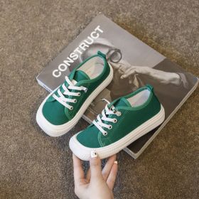 Children Casual Canvas Shoes 26-37 Big Kids Spring Summer Autumn New Boy Girl Sneakers Square Toe Lace Up Comfortable Breathable (Color: Green, size: 30)