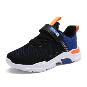 Kids Running Sports Shoes Girls Boys Chunky Sneakers Children Breathable Lightweight Casual Walking Footwear Basketball Trainers (Color: Black blue, size: 31)