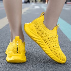 Children Mesh Casual SportShoes Girls Lace-up Flat Sneakers Banner Footwear Boys Summer Lightweight Breathable Non-slip Trainers (Color: yellow, size: 37)