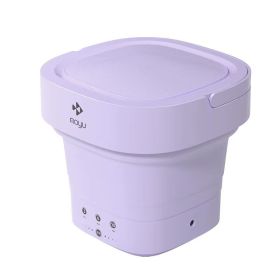 Moyu Foldable Washing Machine Mini Electric Portable Barrel Laundry Washer for Underwear Sock Baby Clothes Cleaner for Travel (Color: Morado, size: EU)