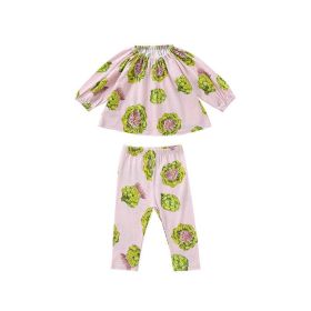 Baby Fruits Or Butterfly Pattern Cotton Tops Combo Pants Sets (Color: Purple, Size/Age: 100 (2-3Y))