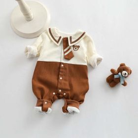 Baby Girl Cartoon Bear Embroidered Pattern College Style Kids Valentine's Day Clothes (Color: Apricot, Size/Age: 73 (6-9M))