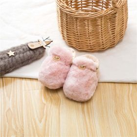 Newborn Baby Solid Color Plush Warm Shoes Outfits In Autumn & Winter (Color: pink, Size/Age: S (6-12M))