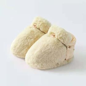 Newborn Baby Solid Color Plush Warm Shoes Outfits In Autumn & Winter (Color: Light Yellow, Size/Age: XS (0-6M))