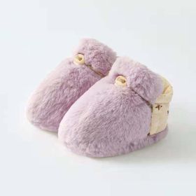 Newborn Baby Solid Color Plush Warm Shoes Outfits In Autumn & Winter (Color: Purple, Size/Age: S (6-12M))