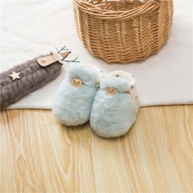 Newborn Baby Solid Color Plush Warm Shoes Outfits In Autumn & Winter (Color: Blue, Size/Age: XS (0-6M))