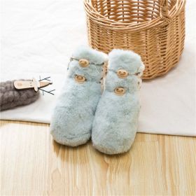 Newborn Baby Solid Color Plush Warm Shoes Outfits In Autumn & Winter (Color: Light Blue, Size/Age: XS (0-6M))