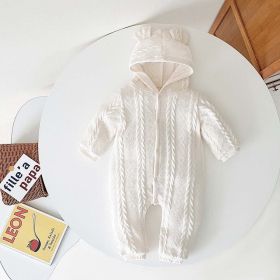 Baby Solid Color Crochet Knitted Pattern Thermal Knitted Romper (Size/Age: 80 (9-12M))