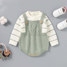 Baby Striped Pattern False Design Triangle Knit Onesies (Size/Age: 80 (9-12M))