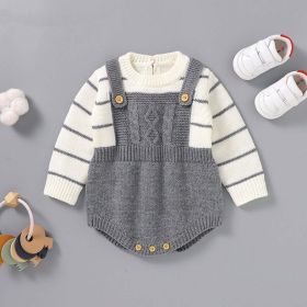 Baby Striped Pattern False Design Triangle Knit Onesies (Size/Age: 73 (6-9M))