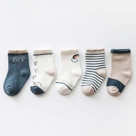 Baby Print Pattern Spring Autumn Cotton 1Bag=5Pairs Socks (Size/Age: XS (0-1Y))