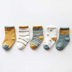 Baby Print Pattern Spring Autumn Cotton 1Bag=5Pairs Socks (Size/Age: L (5-8Y))